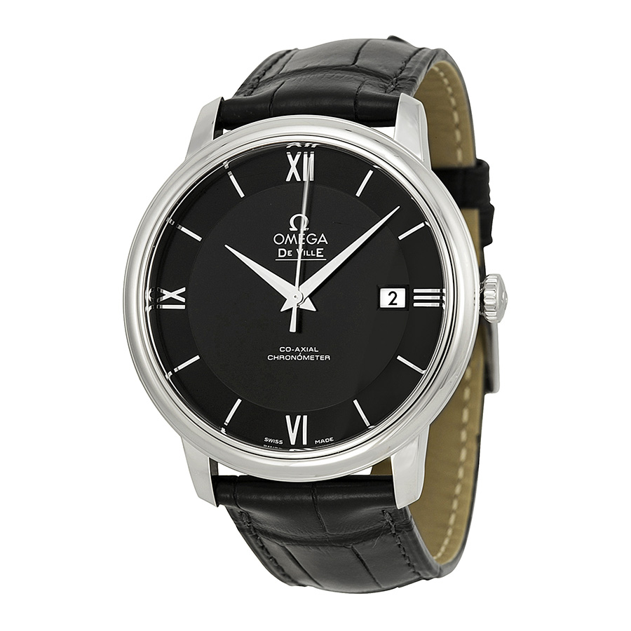 replica watch of Black Dial Black Leather Mens Watch 424.13.40.20.01.001