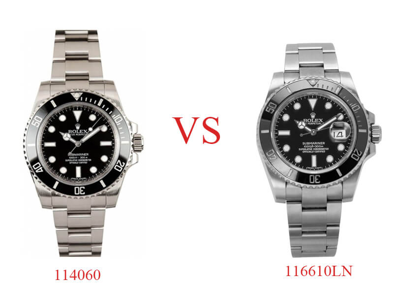 Comparison of Rolex Replica Submariner 114060 and 116610LN 2